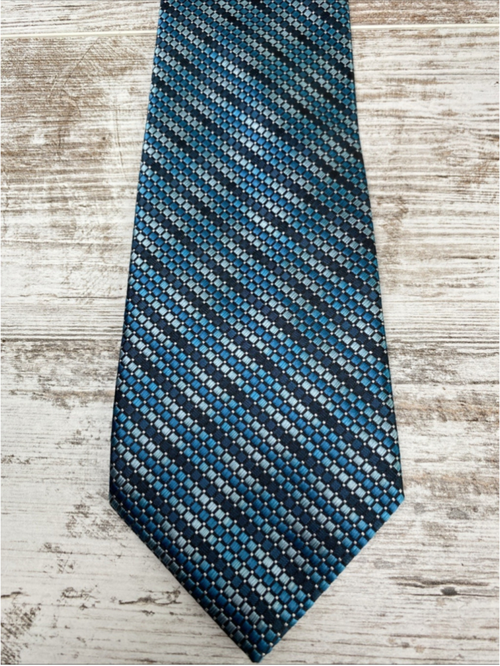 Stafford Essentials Tie Blue Teal Geometric Woven Mens Necktie 58”